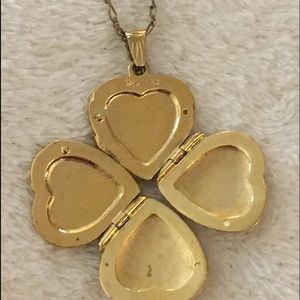 Gold over 925 sterling heart 4 leaf clover locket